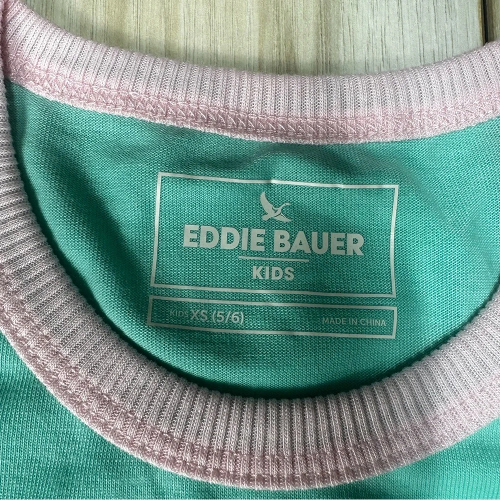 Eddie Bauer Girls Pajamas‎ 4 Piece matching fleece Pants Graphic Top Size XS 5/6